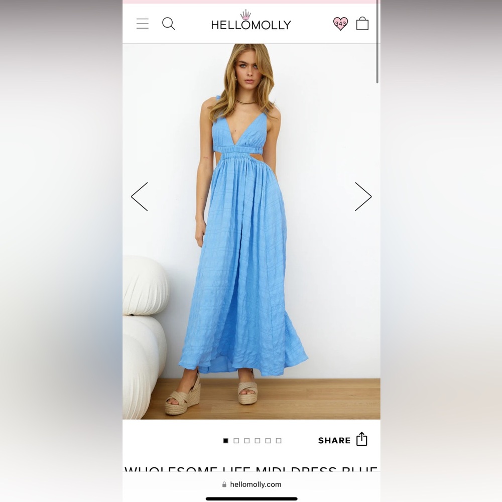 Hello Molly Wholesome Life Blue Midi Dress S